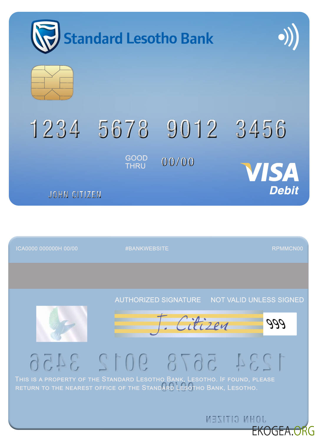 Carte de débit visa Lesotho Standard Lesotho Bank